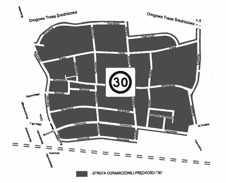 mapka obrazująca zmiany w organizacji ruchu na drogach Świętochłowic 