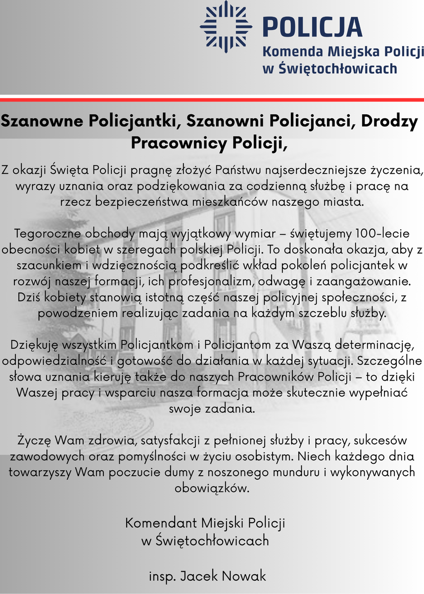 zdjęcie przedstawia życzenia komendanta