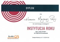 dyplom dla KMP Świętochłowice za nominację w kategorii instytucja roku