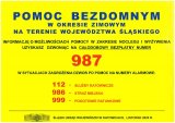plakat informujący o pomocy osobom bezdomnym w okresie zimowym
