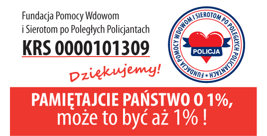 informaacja z nr KRS oraz możliwością wpłaty 1 % na fundację Pomocy Wdowom i Sierotom po Poległych Policjantach