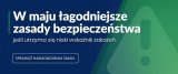 plakat informujący o łagodzeniu obostrzeń w związku z epidemią koronawirusa w maju 2021 roku