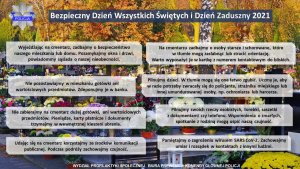 Infografika z zaleceniami dotyczącymi Dnia Wszystkich Świętych