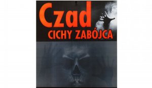 Grafika przedstawiająca wyciągnięte ręce na znak wołania o pomoc, pomiędzy nimi znajduje się czaszka. W górnej części widnieje pomarańczowy napis Czad! Cichy zabójca