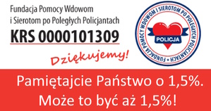 Logo fundacji wdowy i sieroty po poległych policjantach wraz z numerem KRS