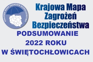 logo krajowej mapy zagrożeń bezpieczeństwa z dopiskiem podsumowanie 2022 roku w świętochłowicach