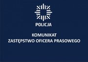 plakat z logo polskiej policji i dopiskiem Komunikat, zastępstwo oficera prasowego