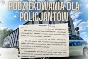 podziękowania dla policjantów - napis z wklejoną treścią podziękowań