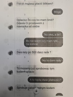 zdjęcie przedstawia korespondencję z oszustem na portalu internetowym