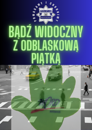 grafika z logo świętochłowickiej policji oraz odblaskowej piątki