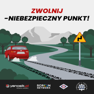 plakat zwolnij- niebezpieczny punkt