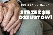 grafika przedstawia dłonie oraz napis policja ostrzega strzeż się oszustów