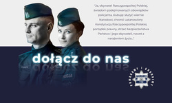 grafika przedstawia dwóch policjantów z tekstem roty ślubowania w tle