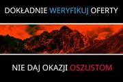 grafika przedstawia napis dokładnie weryfikuj oferty nie daj okazji oszustom