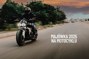 grafika z motocyklem i napisem majówka 2025 na motocyklu