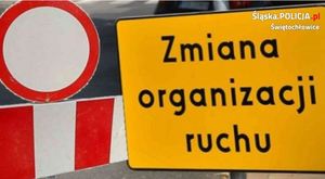 grafika z napisem uwaga zmiana organizacji ruchu