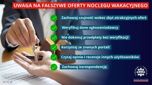 zdjęcie przedstawia grafikę z poradami dotyczącymi fałszywych ofert