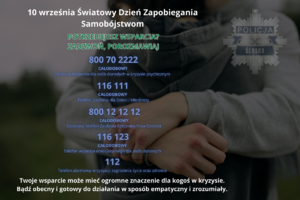 grafika z numerami telefonu wsparcia dla osób w kryzysie