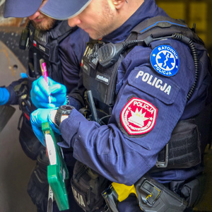 zdjęcie przedstawia: policjantów podczas ćwiczeń