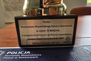 zdjęcie przedstawia: zbliżenie na tabliczkę pucharu
