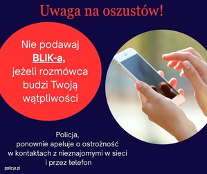 plakat "uwaga na oszustów"