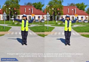 zdjęcie przedstawia policjanta kierującego ruchem