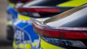 zdjęcie przedstawia zbliżenie na tył radiowozów