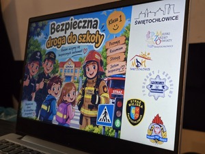 zdjęcie przedstawia ekran komputera z napisem bezpieczna droga do szkoły